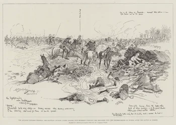 El Avance hacia Dongola, la Caballería Egipcia bajo el Coronel Burn-Murdoch persiguiendo a los Derviches en las Cercanías de Suarda después de la Batalla de Ferket